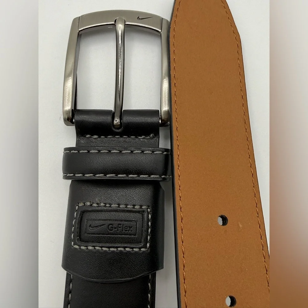 Nike Men’s G-Flex Black Leather Belt Size Small Fits 30-32